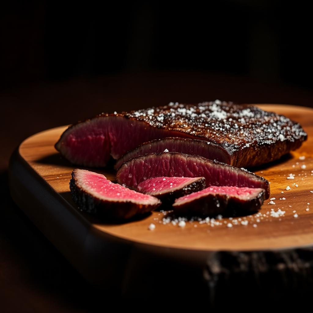Picanha fatiada com sal grosso