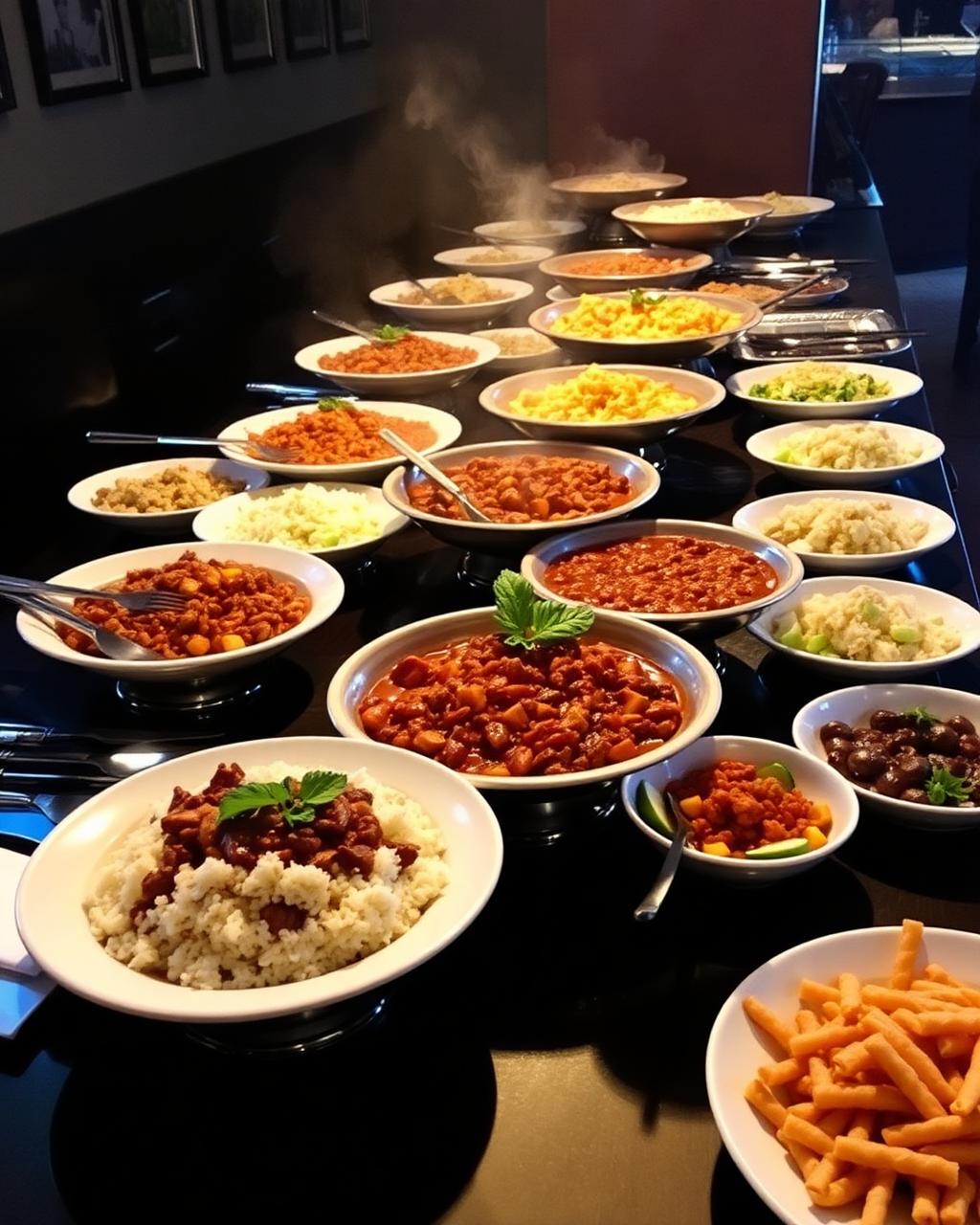 Buffet brasileiro com pratos típicos